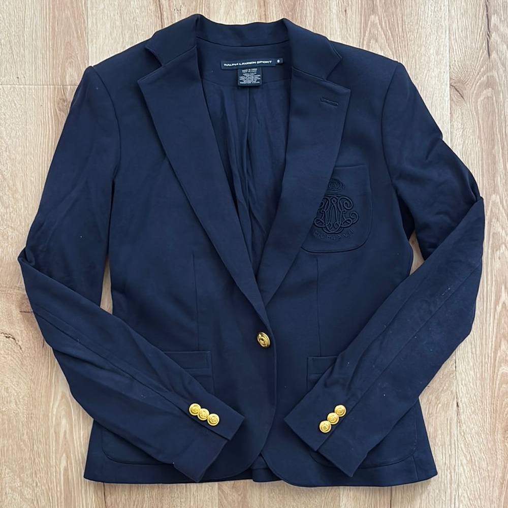 Ralph Lauren Blue and Gold Blazer Tailored Fit